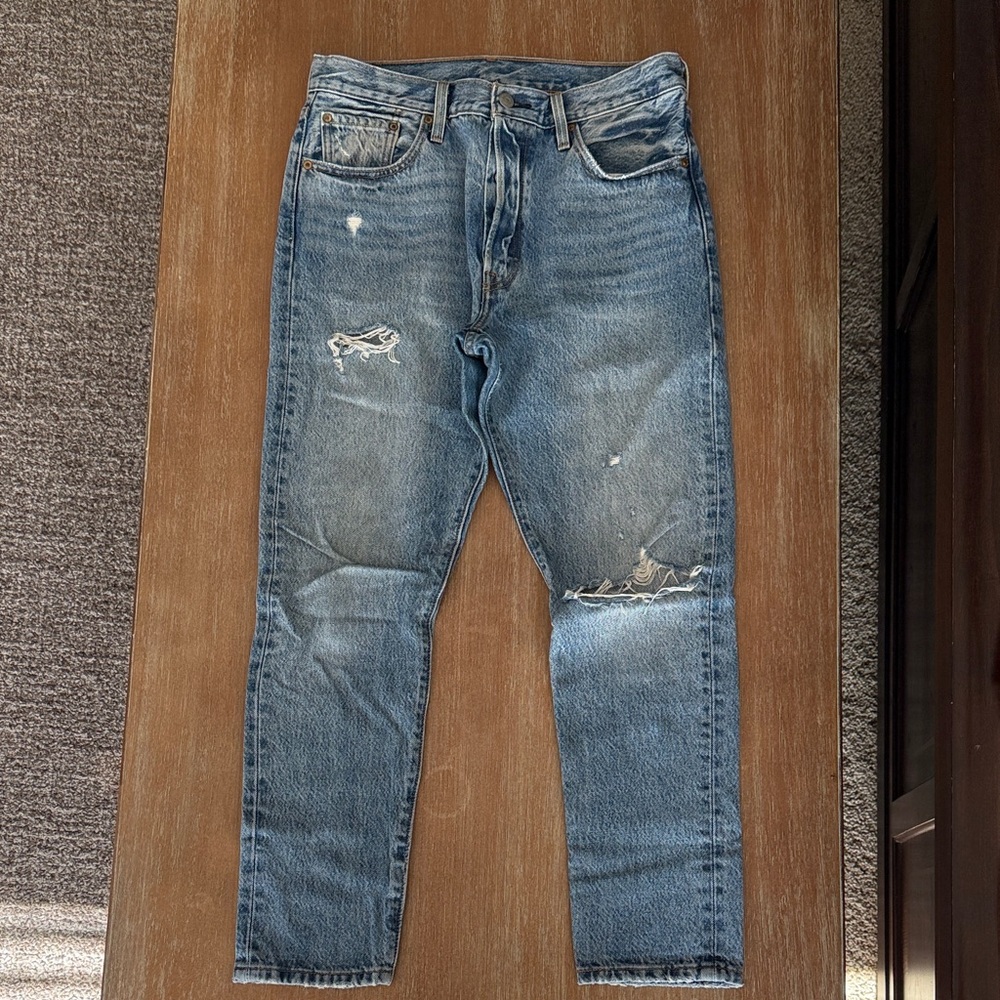 Levi's Women's 501’s Distressed Blue Jeans